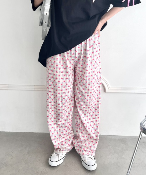 HEALTH ヘルス チェック ワイドイージーパンツ 大阪 セール】ハートチェックワイドイージーパンツ（その他パンツ