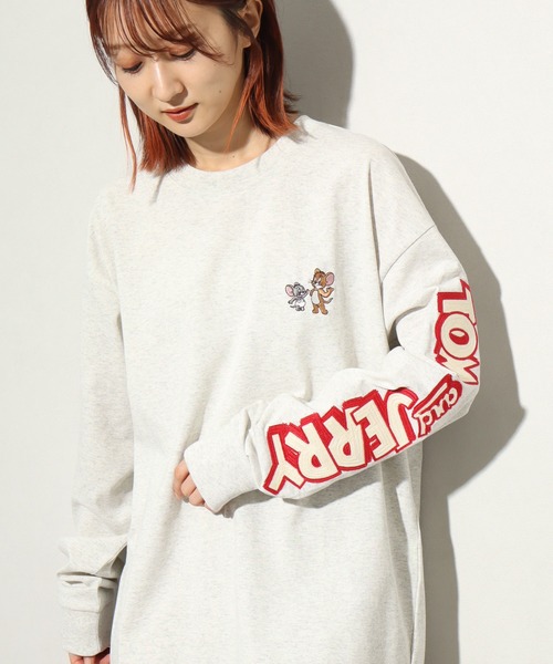 Tom&Jerry(トムアンドジェリー)の「【Tom & Jerry/トム & ジェリー】袖刺繍ロゴ トム&ジェリー ロングスリーブTシャツ(Tシャツ/カットソー・メンズ・オートミール/スミクロ・LL/L/M)」の11枚目の写真