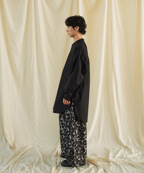 サイドスリット ダブルポケット スタンドカラー L/S ロングシャツ（シャツ/ブラウス）｜Aphlotus（アプロタス）