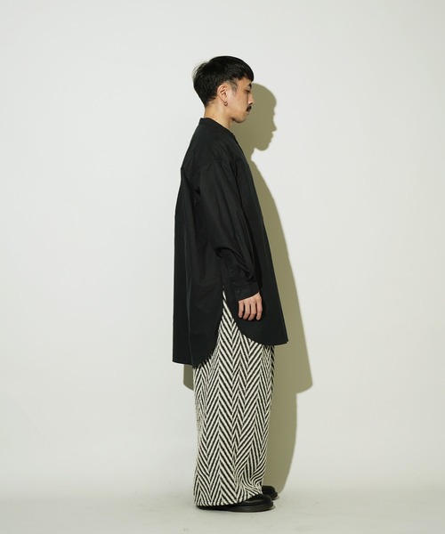 サイドスリット ダブルポケット スタンドカラー L/S ロングシャツ（シャツ/ブラウス）｜Aphlotus（アプロタス）
