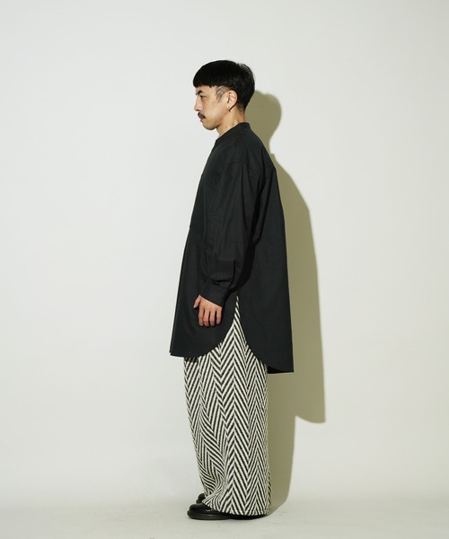 サイドスリット ダブルポケット スタンドカラー L/S ロングシャツ（シャツ/ブラウス）｜Aphlotus（アプロタス）