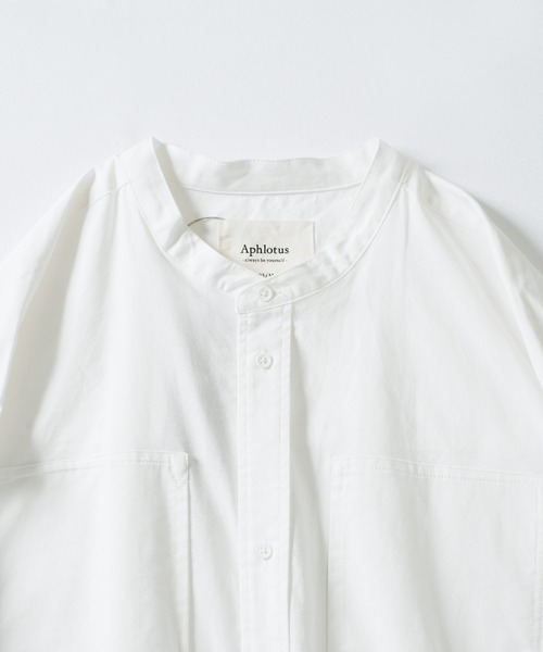 サイドスリット ダブルポケット スタンドカラー L/S ロングシャツ（シャツ/ブラウス）｜Aphlotus（アプロタス）