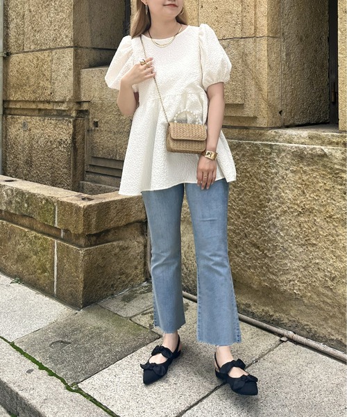 prose verse(プロズヴェール)の「バックリボンフラワージャガードペプラムブラウス(シャツ/ブラウス・レディース・ブラック/オフホワイト・MEDIUM/LARGE)」の13枚目の写真