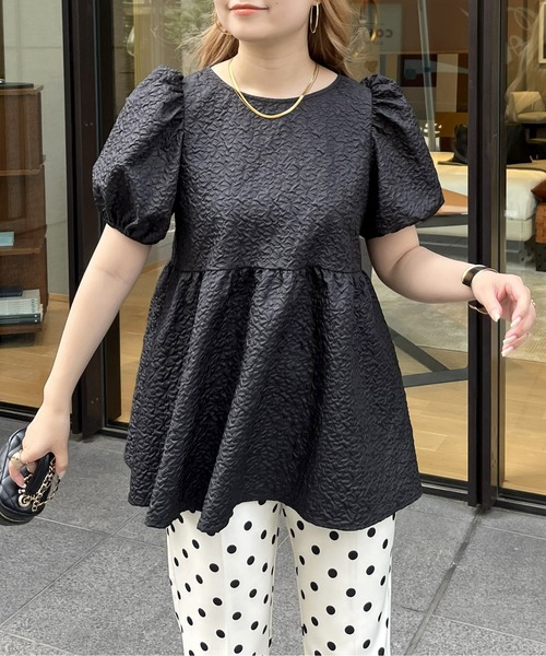 prose verse(プロズヴェール)の「バックリボンフラワージャガードペプラムブラウス(シャツ/ブラウス・レディース・ブラック/オフホワイト・MEDIUM/LARGE)」の22枚目の写真