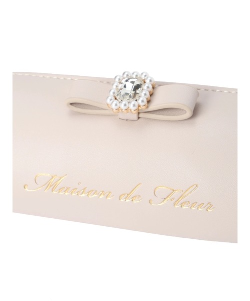 Maison de FLEUR(メゾンドフルール)の「パールビジュー合皮リボンロングポーチ(ポーチ・レディース・ブラック/ピンク系その他3/ピンク・FREE)」の10枚目の写真