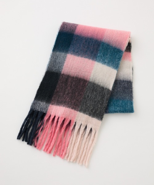 COLONY 2139(コロニートゥーワンスリーナイン)の「チェック柄フェイクウールマフラー(マフラー・レディース・オレンジ/イエロー/ピンク/グレー・FREE)」の10枚目の写真