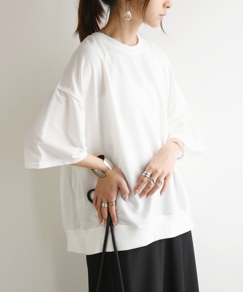 and it_(アンドイット)の「ショート丈裏毛半袖プルオーバー(Tシャツ/カットソー・レディース・ブラック/グレー/ホワイト・FREE)」の6枚目の写真
