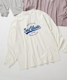 綿100% 大人 デビラボ プリント 袖リブ 長袖Tシャツ
