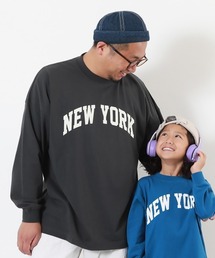 綿100% 大人 デビラボ プリント 袖リブ 長袖Tシャツ