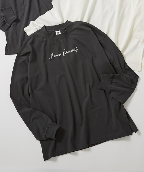 devirock（デビロック）の「綿100% 大人 デビラボ  プリント 袖リブ 長袖Tシャツ（Tシャツ/カットソー・レディース・グレー系その他/ブラック系その他2/パープル系その他/ホワイト系その他/パープル系その他2/グリーン系その他/グレー系その他2/グレー系その他3/ブラック系その他/ホワイト系その他2・M/L/LL）」の5枚目の写真