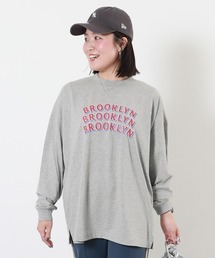 綿100% 大人 デビラボ プリント 袖リブ 長袖Tシャツ