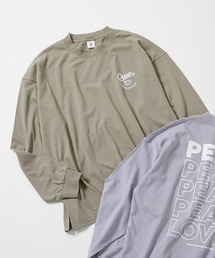 綿100% 大人 デビラボ プリント 袖リブ 長袖Tシャツ