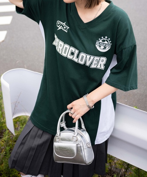WEGO(ウィゴー)の「WEGO/ZRCVゲームビッグTシャツ(Tシャツ/カットソー・レディース・グリーン/ホワイト/ブラック・FREE)」の4枚目の写真