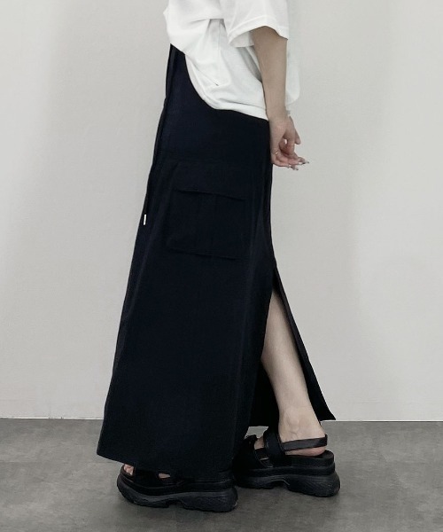 ナイロン カーゴスカート／nylon cargo skirt ロング丈 ミドル丈