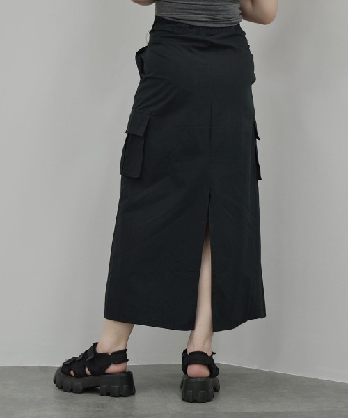 ナイロン カーゴスカート／nylon cargo skirt ロング丈 ミドル丈