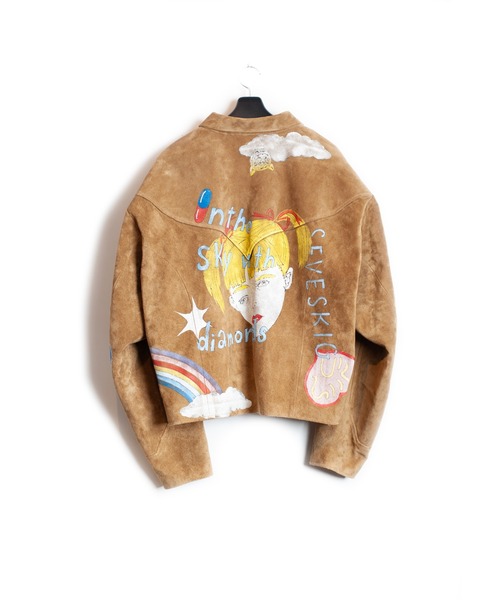 SEVESKIG（セヴシグ）の「SEVESKIG/セブシグ/Hand Painting East Leather Jacket Ver,Ridawo（ライダースジャケット・メンズ・ベージュ・SMALL/MEDIUM/LARGE/X-LARGE）」の12枚目の写真