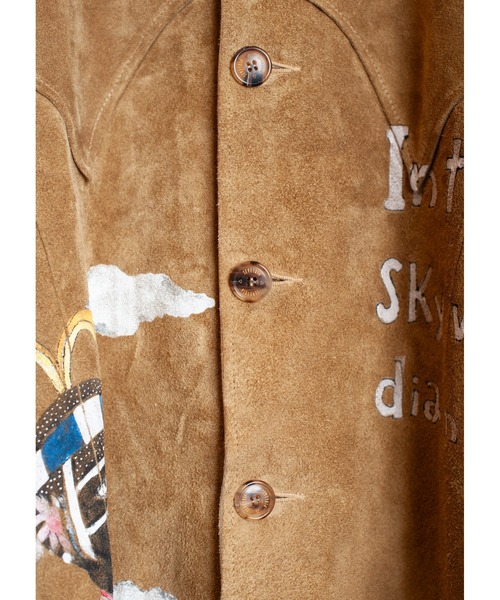 SEVESKIG（セヴシグ）の「SEVESKIG/セブシグ/Hand Painting East Leather Jacket Ver,Ridawo（ライダースジャケット・メンズ・ベージュ・SMALL/MEDIUM/LARGE/X-LARGE）」の11枚目の写真