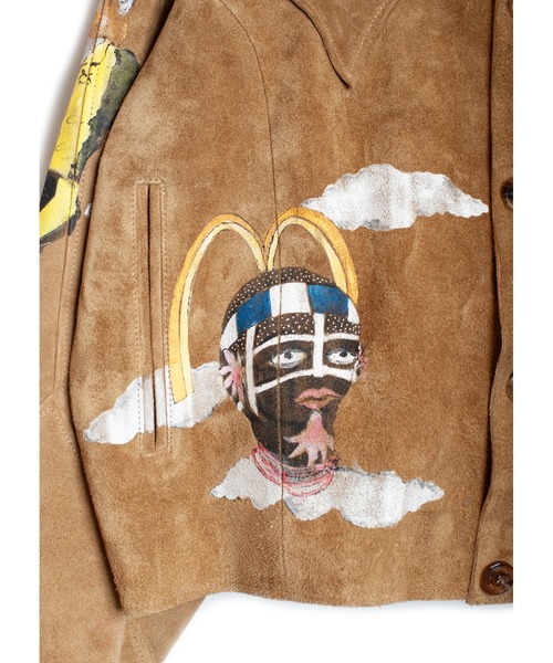 SEVESKIG（セヴシグ）の「SEVESKIG/セブシグ/Hand Painting East Leather Jacket Ver,Ridawo（ライダースジャケット・メンズ・ベージュ・SMALL/MEDIUM/LARGE/X-LARGE）」の9枚目の写真