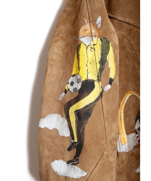 SEVESKIG（セヴシグ）の「SEVESKIG/セブシグ/Hand Painting East Leather Jacket Ver,Ridawo（ライダースジャケット・メンズ・ベージュ・SMALL/MEDIUM/LARGE/X-LARGE）」の8枚目の写真