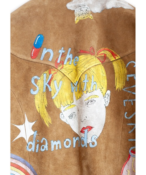 SEVESKIG（セヴシグ）の「SEVESKIG/セブシグ/Hand Painting East Leather Jacket Ver,Ridawo（ライダースジャケット・メンズ・ベージュ・SMALL/MEDIUM/LARGE/X-LARGE）」の4枚目の写真