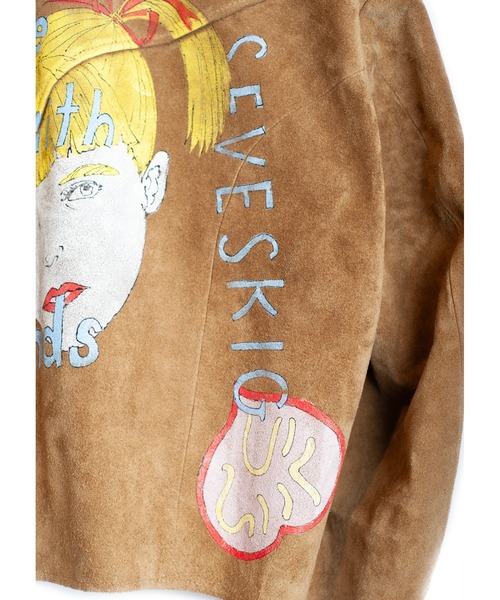 SEVESKIG（セヴシグ）の「SEVESKIG/セブシグ/Hand Painting East Leather Jacket Ver,Ridawo（ライダースジャケット・メンズ・ベージュ・SMALL/MEDIUM/LARGE/X-LARGE）」の3枚目の写真