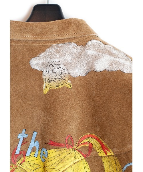 SEVESKIG（セヴシグ）の「SEVESKIG/セブシグ/Hand Painting East Leather Jacket Ver,Ridawo（ライダースジャケット・メンズ・ベージュ・SMALL/MEDIUM/LARGE/X-LARGE）」の2枚目の写真