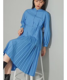 Ray BEAMS | プリーツ キリカエ バンドカラー ワンピース(ワンピース)