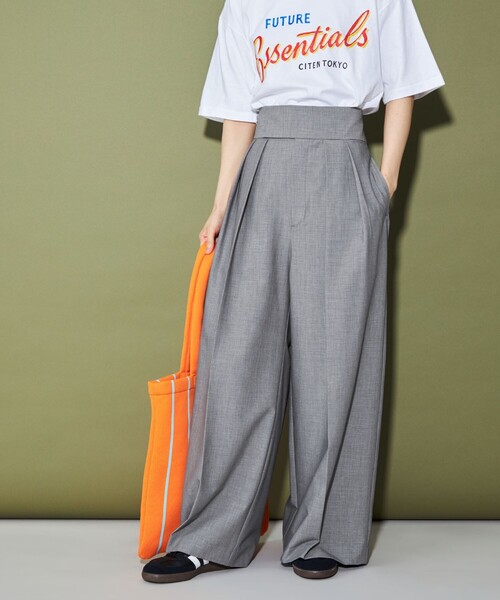 CITEN（シテン）の「＜CITEN＞スーパーワイドスラックス（スラックス・レディース・グレー/ブラック・M/S）」の2枚目の写真