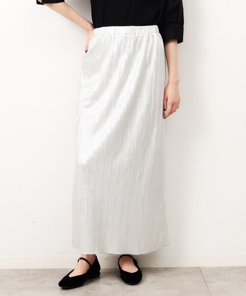 OPAQUE.CLIP（オペークドットクリップ）の「◆メタリックイージーナロースカート【洗濯機洗い可】（スカート・レディース・ブラック/シルバー・42/40/38）」の11枚目の写真