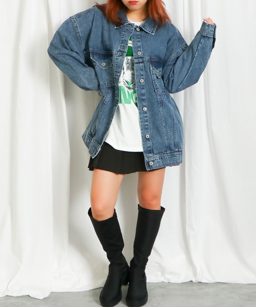 GORGE(ゴージ)の「《オーバーサイズ×ドロップショルダー》レディース デニムジャケット Gジャン 羽織り 春秋冬(デニムジャケット・レディース・ブラック/ブルー・F)」の12枚目の写真