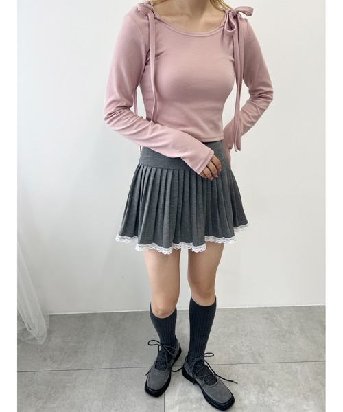 PHILLY(フィリー)の「【PHILLY】リボンオフショルロンT(Tシャツ/カットソー・レディース・ピンク/ホワイト/ブラック・FREE)」の22枚目の写真