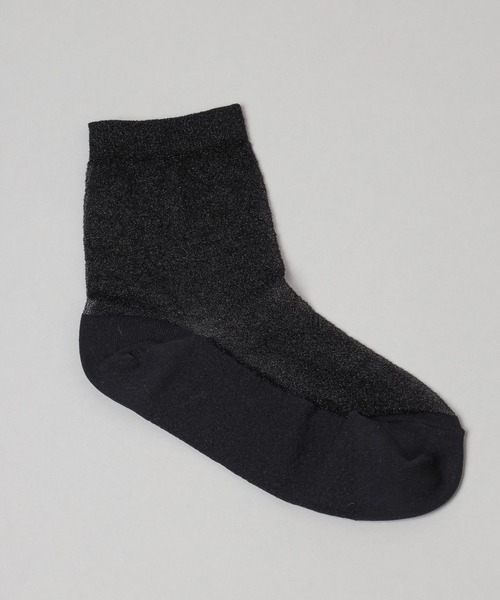 A part by（アパートバイ）の「シアーラメソックス（ソックス/靴下・レディース・オフホワイト/ブラック・FREE）」の6枚目の写真