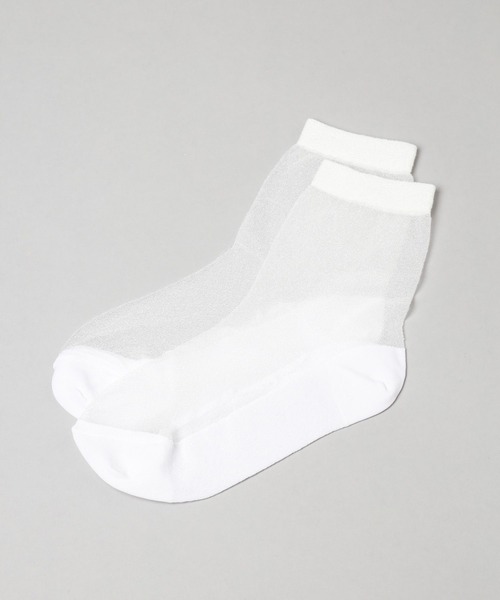 A part by（アパートバイ）の「シアーラメソックス（ソックス/靴下・レディース・オフホワイト/ブラック・FREE）」の7枚目の写真