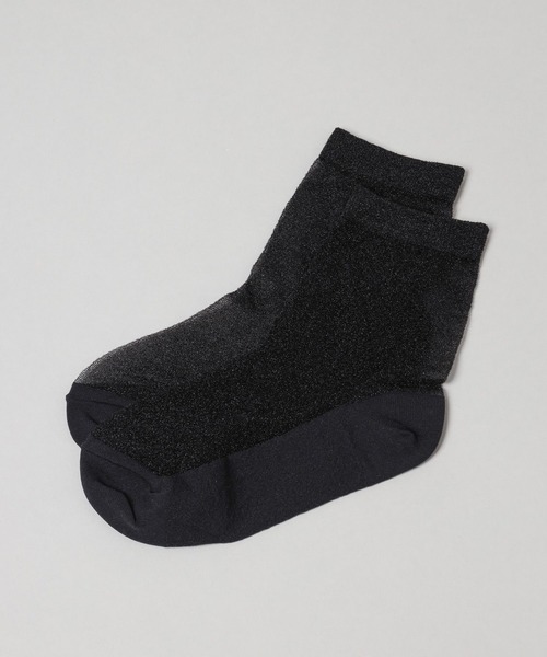 A part by（アパートバイ）の「シアーラメソックス（ソックス/靴下・レディース・オフホワイト/ブラック・FREE）」の8枚目の写真