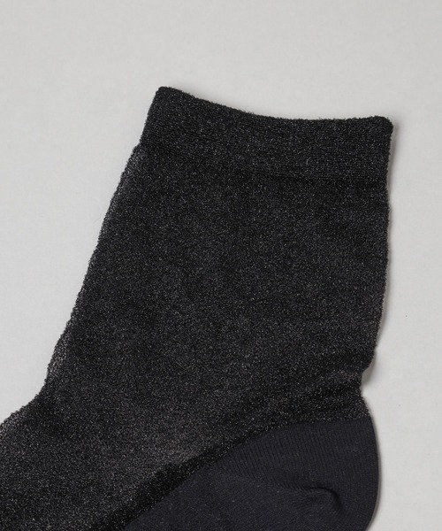 A part by（アパートバイ）の「シアーラメソックス（ソックス/靴下・レディース・オフホワイト/ブラック・FREE）」の9枚目の写真