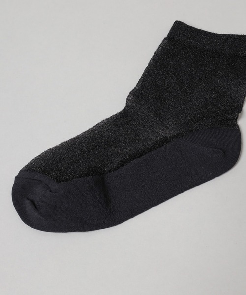 A part by（アパートバイ）の「シアーラメソックス（ソックス/靴下・レディース・オフホワイト/ブラック・FREE）」の11枚目の写真
