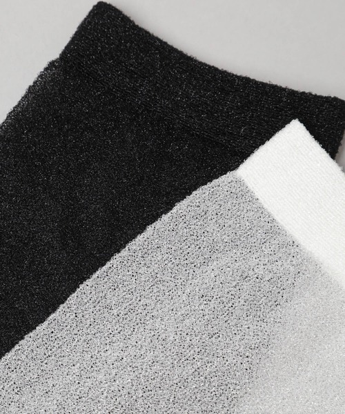 A part by（アパートバイ）の「シアーラメソックス（ソックス/靴下・レディース・オフホワイト/ブラック・FREE）」の13枚目の写真