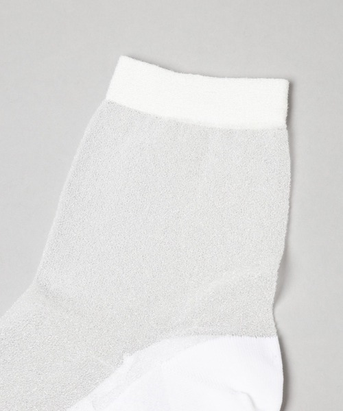A part by（アパートバイ）の「シアーラメソックス（ソックス/靴下・レディース・オフホワイト/ブラック・FREE）」の14枚目の写真