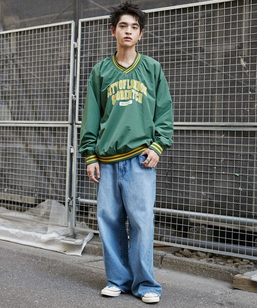 WEGO(ウィゴー)の「WEGO/ナイロンカレッジプルオーバー(スウェット・メンズ・ダークグリーン/ベージュ・LARGE/MEDIUM)」の4枚目の写真