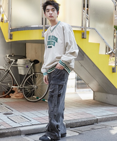 WEGO(ウィゴー)の「WEGO/ナイロンカレッジプルオーバー(スウェット・メンズ・ダークグリーン/ベージュ・LARGE/MEDIUM)」の3枚目の写真