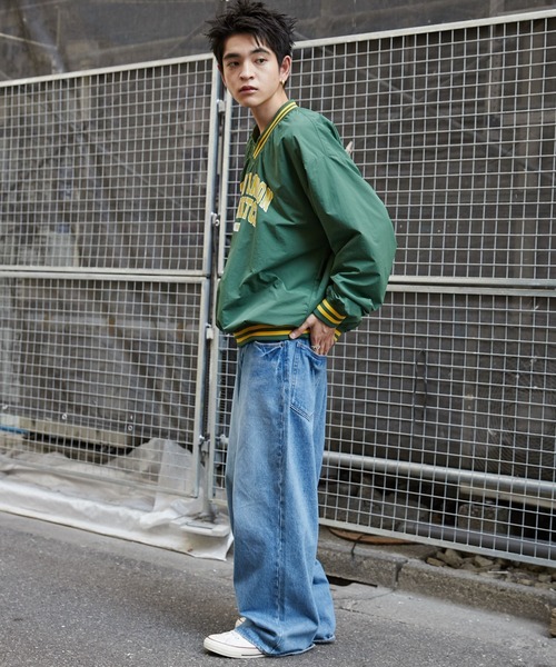 WEGO(ウィゴー)の「WEGO/ナイロンカレッジプルオーバー(スウェット・メンズ・ダークグリーン/ベージュ・LARGE/MEDIUM)」の14枚目の写真