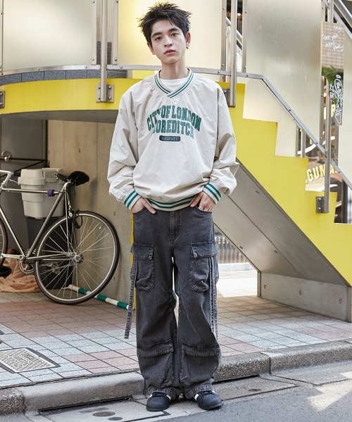 WEGO(ウィゴー)の「WEGO/ナイロンカレッジプルオーバー(スウェット・メンズ・ダークグリーン/ベージュ・LARGE/MEDIUM)」の9枚目の写真