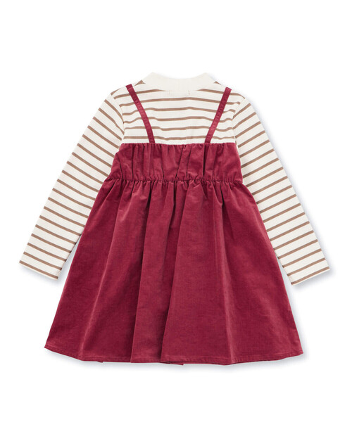 【セール】ボーダーハイネックドッキングコーデュロイワンピース(80~150cm)（ワンピース）｜BeBe（ベベ）