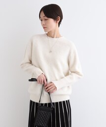 ◆【フォックス混】ラウンドネックヘアリーニット