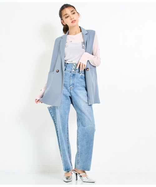 ANAP（アナップ）の「3つボタンサイドカットデニムパンツ（デニムパンツ・レディース・ブルー・S/M）」の2枚目の写真