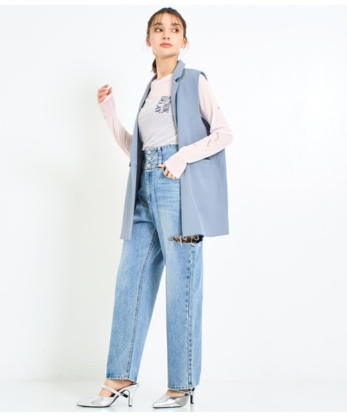 ANAP（アナップ）の「3つボタンサイドカットデニムパンツ（デニムパンツ・レディース・ブルー・S/M）」の5枚目の写真