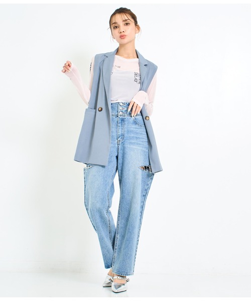 ANAP（アナップ）の「3つボタンサイドカットデニムパンツ（デニムパンツ・レディース・ブルー・S/M）」の6枚目の写真