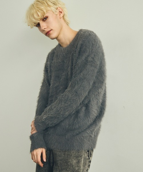 Shoowtime（ショウタイム）の「モヘアライクルーズシャギーニットセーター（ニット/セーター・メンズ・ホワイト/ブラック/グレー・LARGE/MEDIUM/X-LARGE）」の3枚目の写真