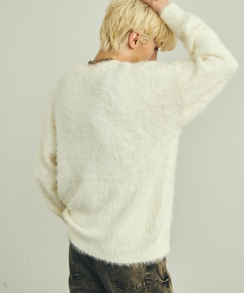 Shoowtime（ショウタイム）の「モヘアライクルーズシャギーニットセーター（ニット/セーター・メンズ・ホワイト/ブラック/グレー・LARGE/MEDIUM/X-LARGE）」の8枚目の写真