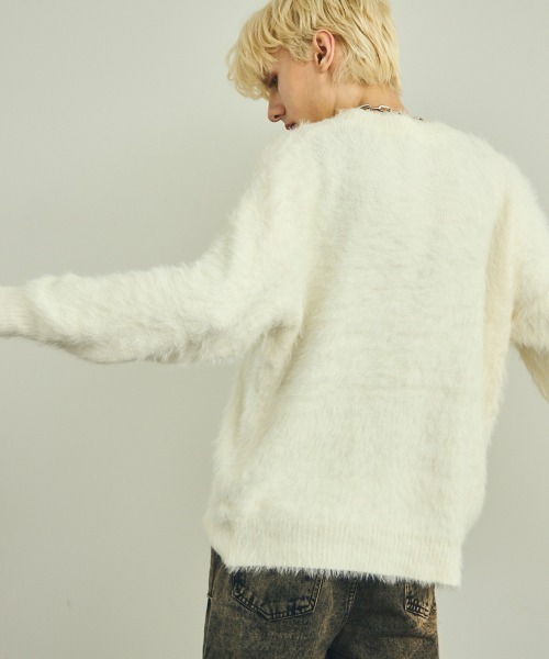 Shoowtime（ショウタイム）の「モヘアライクルーズシャギーニットセーター（ニット/セーター・メンズ・ホワイト/ブラック/グレー・LARGE/MEDIUM/X-LARGE）」の9枚目の写真